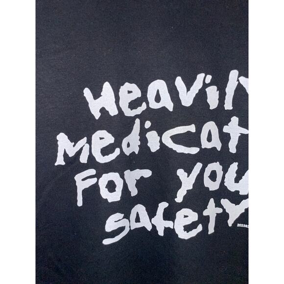 Vintage Heavily Medicated Shirt For Your Safety Humor Joke Black Tee VTG Large - Picture 3 of 8